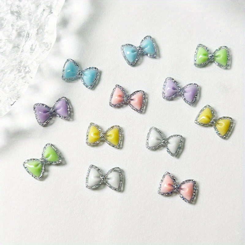 A Set Of 30 New Nail Art Additions Featuring Glowing, Shiny Bow Decorations In , Perfect For Adorning And Phone Cases