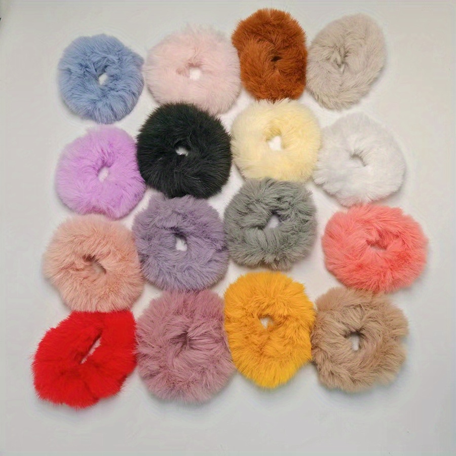 TEMU 16pcs Flush Hair Tie Large Hair Tie Rope Soft Solid Color Ponytail Holders Women Female Hair Accessories