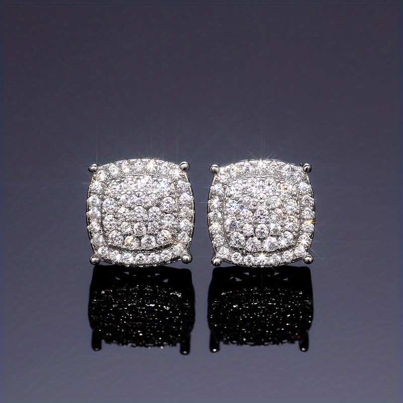 TEMU Elegant Zirconia Micro-paved Sparkling Earrings For Women, Suitable For Wedding, Engagement, And Daily Wear, Fashionable Earrings.