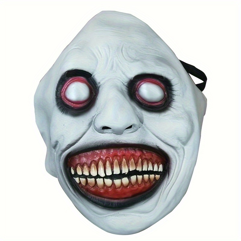 1pc Men's Halloween Japanese Prajna Ghost Face Mask, Halloween Horror Scary Half Face Demon, Masquerade Carnival Cosplay Costumes Props,Temu