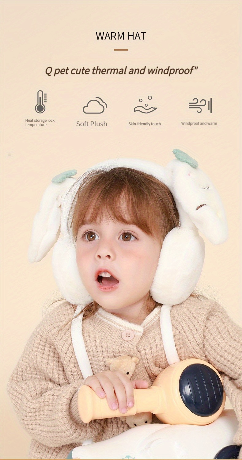 Peecabe Orejeras de invierno para niños, orejeras cálidas para niña,  orejeras con orejas de gato, calentador de orejas ajustable (blanco)