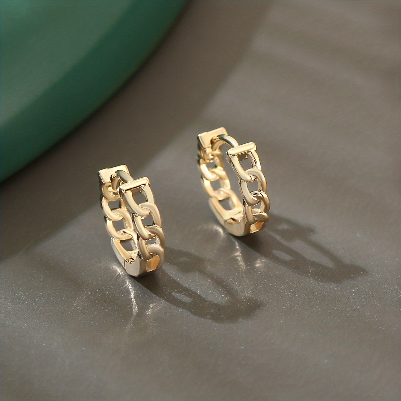 Copper Zirconium Round Earrings & Hollow Hoops Set