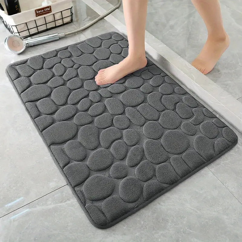 Mixed Color Pebble Embossed Bathroom Mat, Memory Foam Quick Absorption Mat,  Washable Mat, Stone Pattern Mat, Quick Absorption, Anti-skid, Machine  Washable, Thick, Soft And Comfortable Carpet Christmas, Halloween,  Thanksgiving Day Gift 