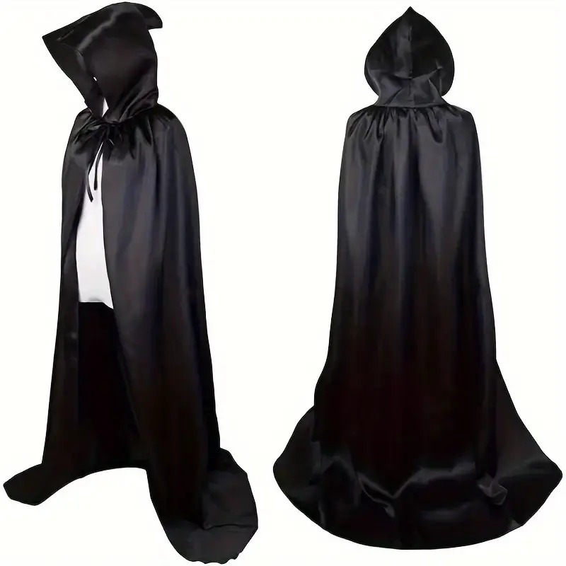1pc halloween black hooded cloak witch cosplay accessories costumes masquerade halloween decor supplies family celebration decor details 1