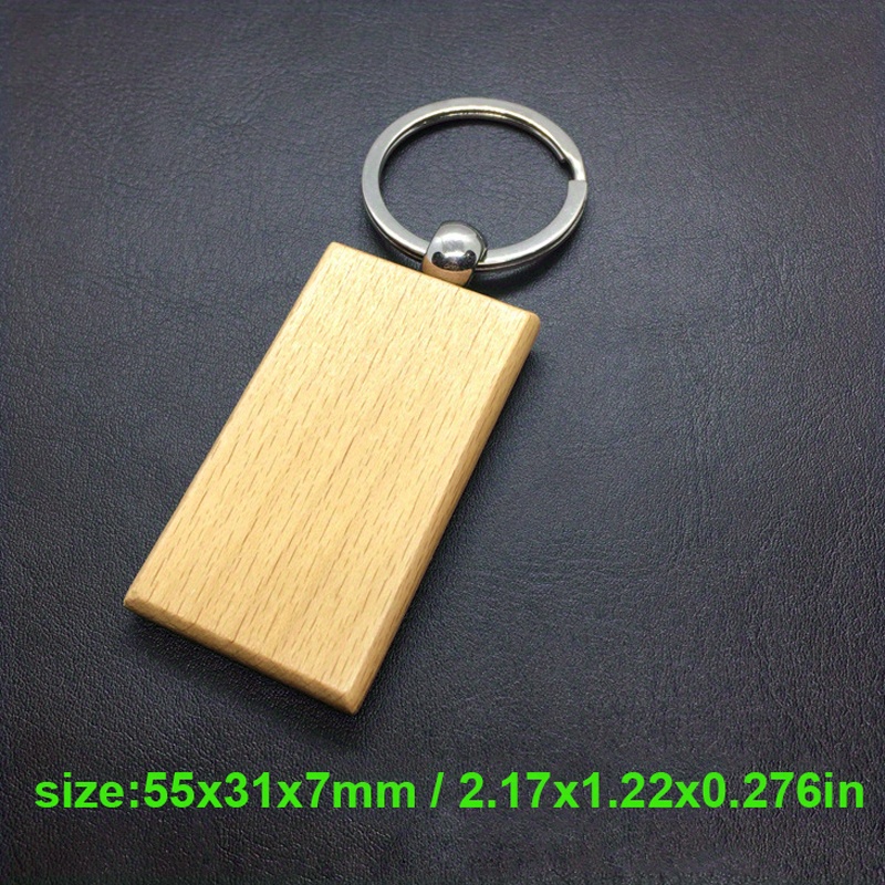 25pcs/bag Wooden Keychain, Round Rectangle Heart Shape Blank Wooden Keychain, Wooden Suitable For Laser Engrave details 1