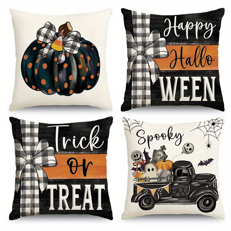 Halloween Pillow Covers, Striped Polka Dots Spooky Ghost Jack O'lantern  Pumpkin Boo Decor Holiday Cushion Cases Party Decoration For Home Sofa,  Without Pillow Inserts - Temu