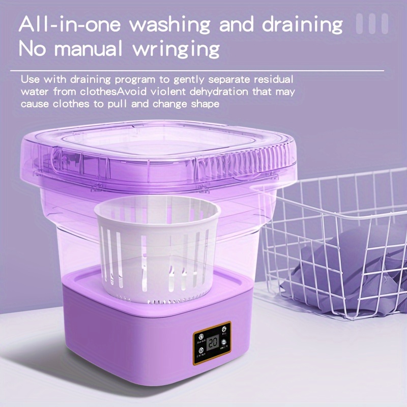 Luxmars Lavadora portátil 2024 Mini lavadora plegable Lavadora pequeña  media automática para ropa de bebé | Ropa interior u objetos pequeños