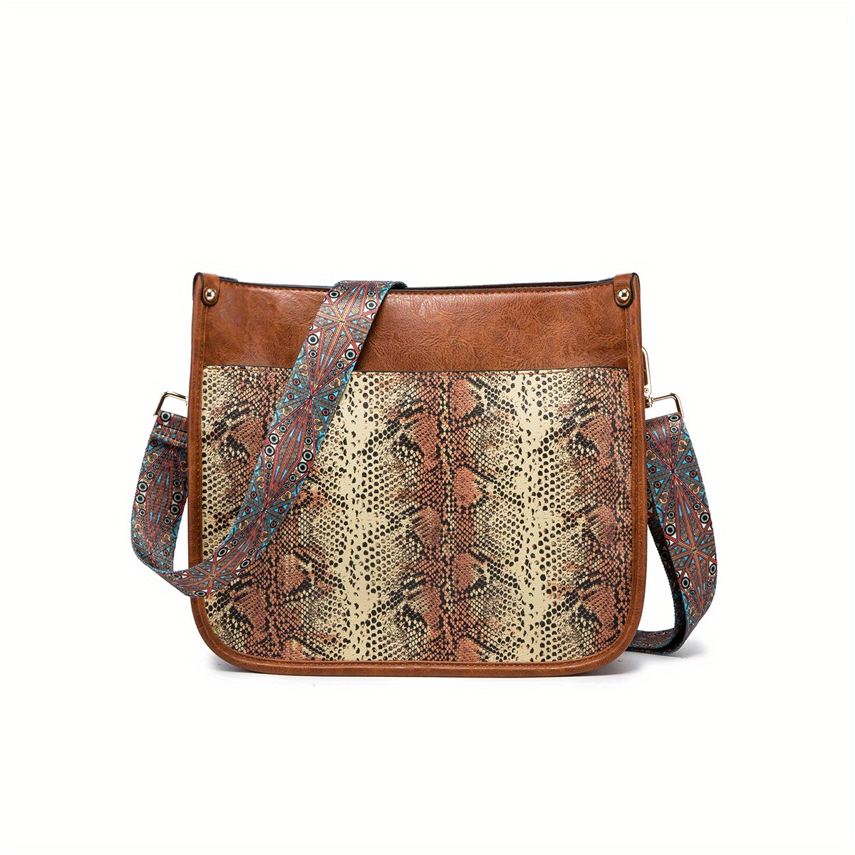 Cow Pattern Crossbody Bag Set, Boho Style Shoulder Bag, Vintage Bucket Bag  With Coin Purse - Temu