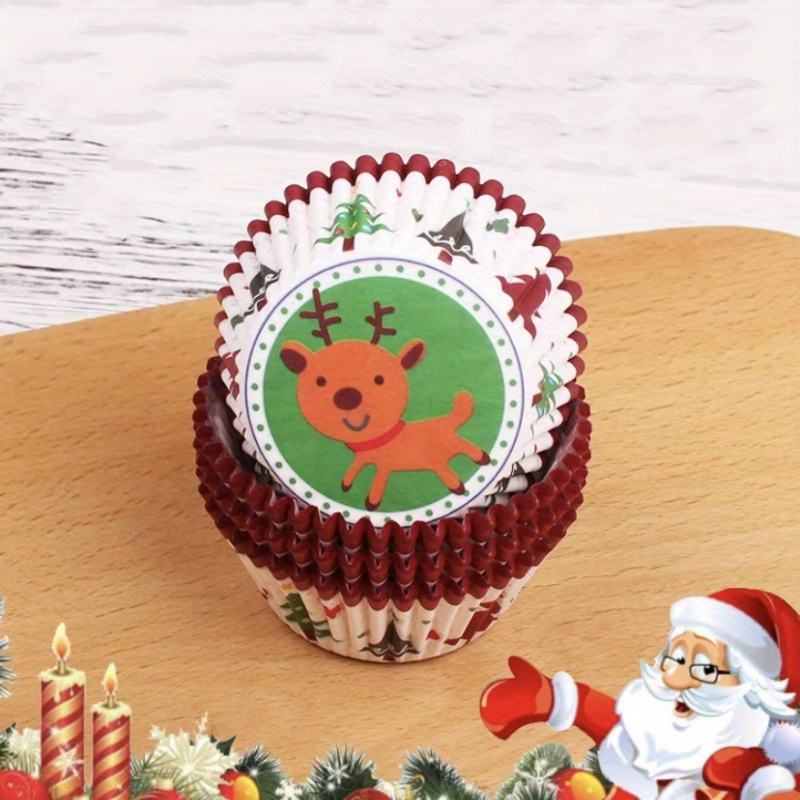 Baking Tool Christmas Snowman Elk Paper Cup, Heat Resistant Muffin Cup,  Dessert Cake Cup Baking Supplies - Temu