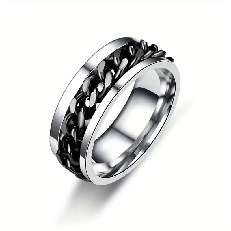 hip hop style band ring made of stainless steel rotatable chain design in suitable for men and women anxiety fidget ring Product details 1