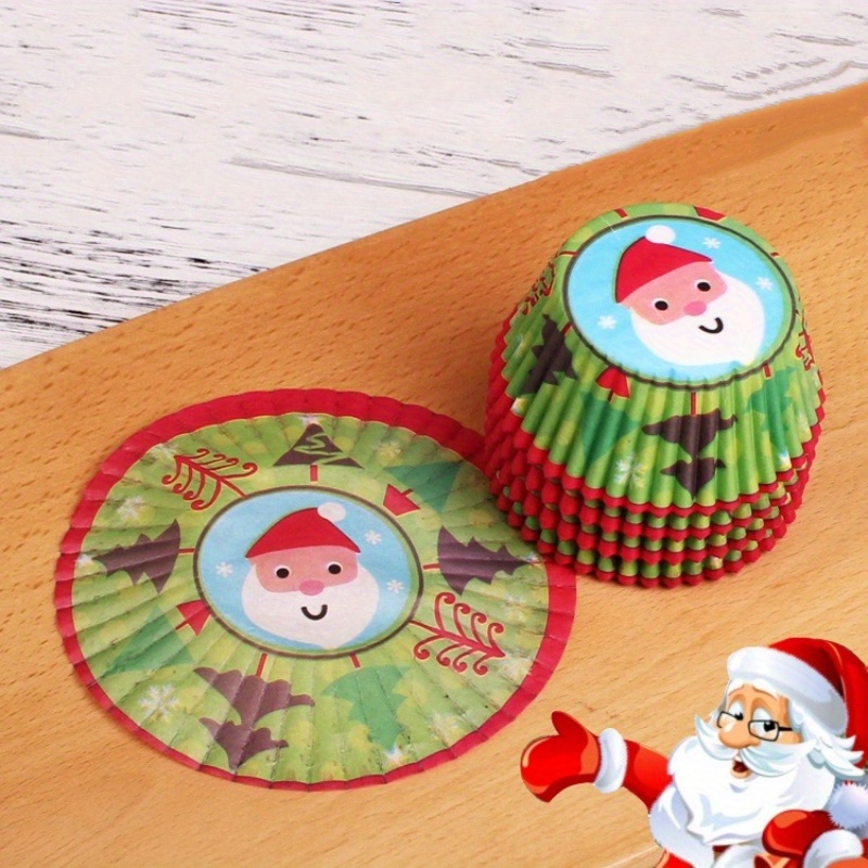 Christmas Cupcake Liners Elk Christmas Tree Snowman - Temu