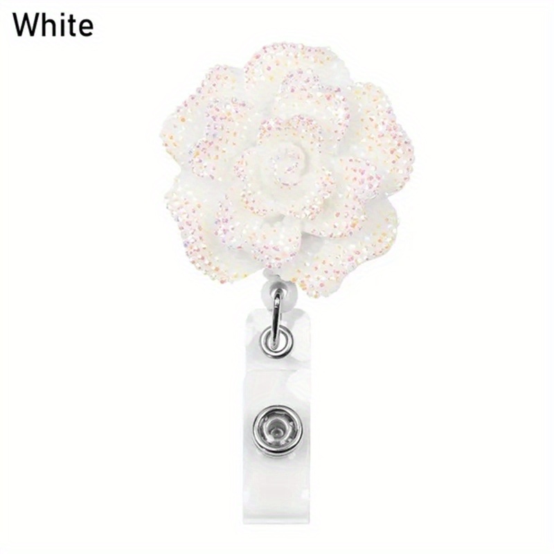 Retractable Badge Reel,Flower Badge Holder Fashion Nurse Badge