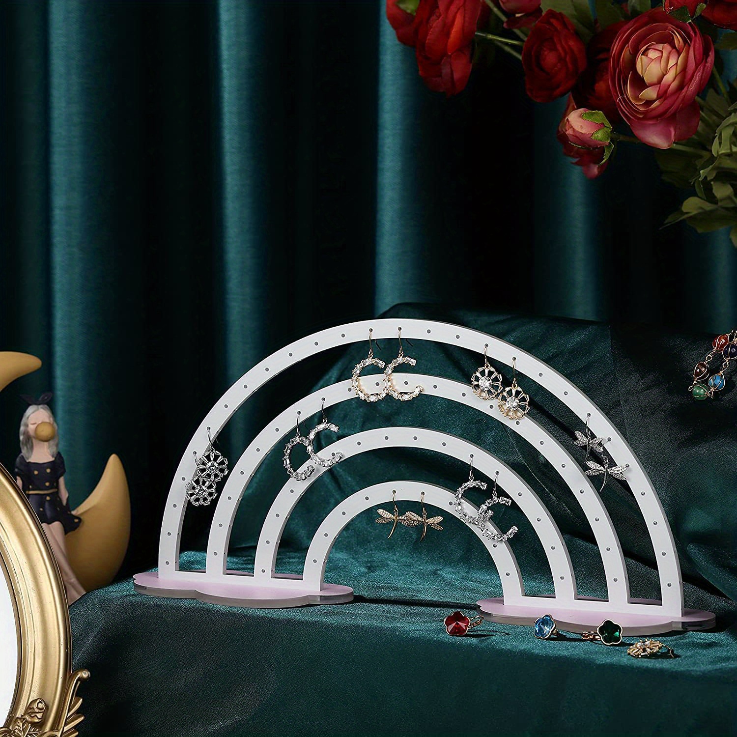 Supporto Per Orecchini In Acrilico Colorato, Espositore Da Tavolo Trasparente, Porta Gioielli Elegante E Pratico