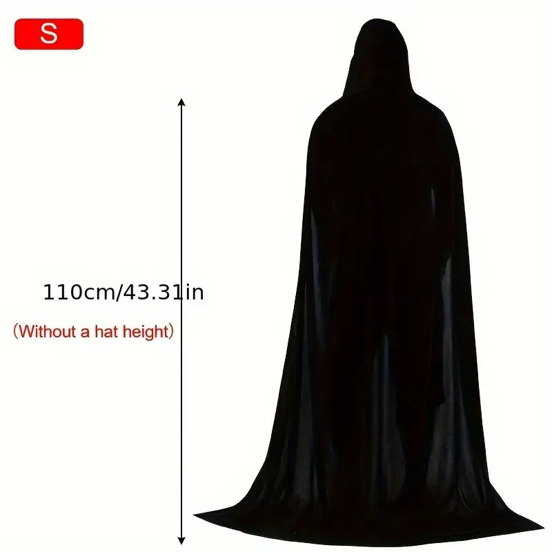 1pc halloween black hooded cloak witch cosplay accessories costumes masquerade halloween decor supplies family celebration decor details 4