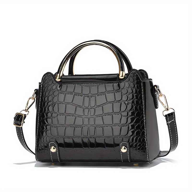 Crocodile Pattern Small Handbag Fashion Glossy Crossbody Bag - Temu