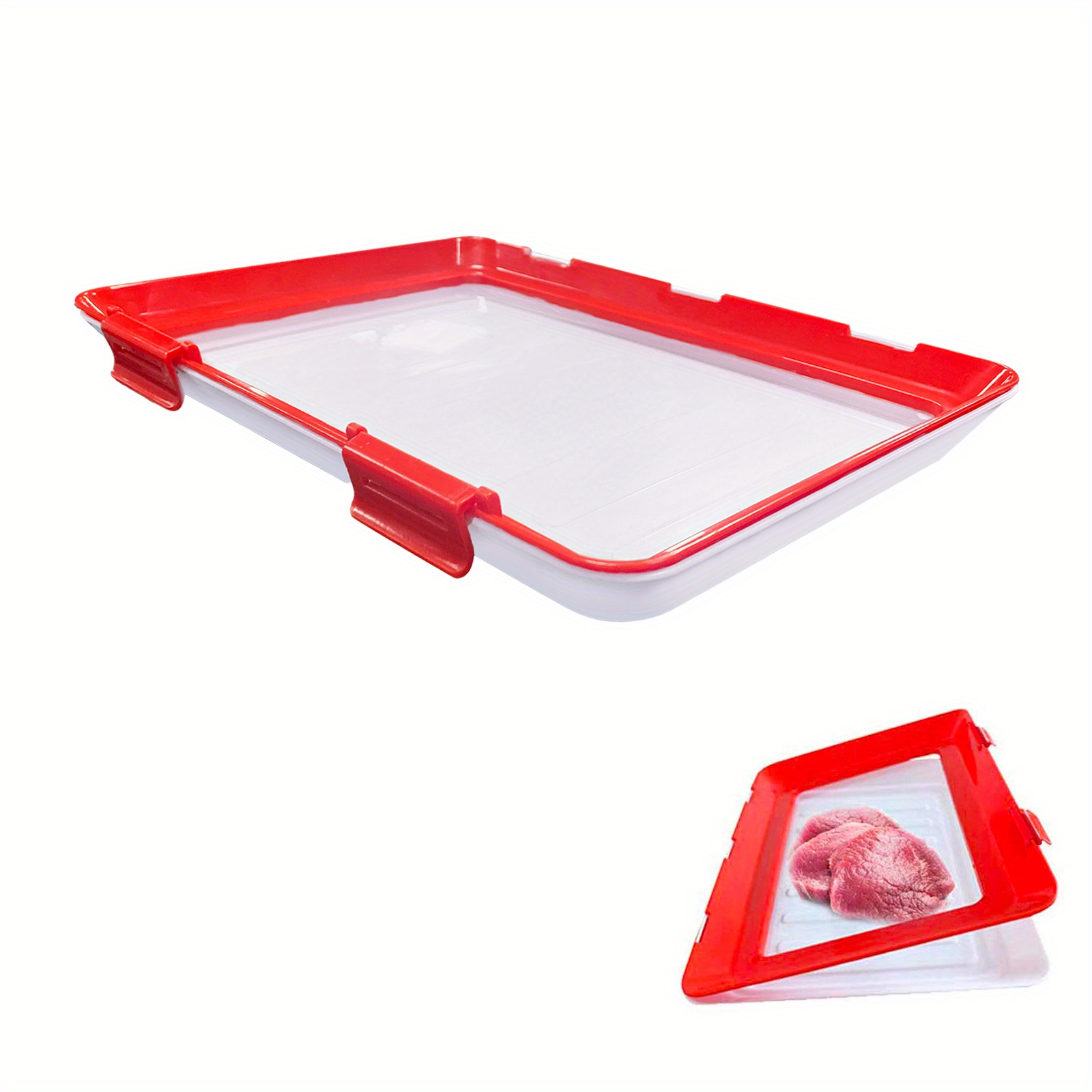2pcs Airtight Food Storage Container, Reusable Food Preservation Trays with  Lid Houshold Food Preservation Vacuum Seal Tray Reusable Stackable Plastic  Food Storage Container For Refrigerator,Orange 