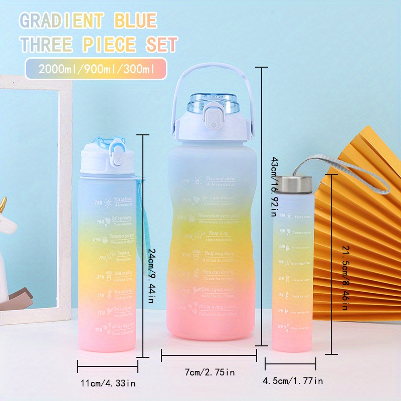 3-piece Set Plastic Water Bottles Outdoor Portable Large Capacity