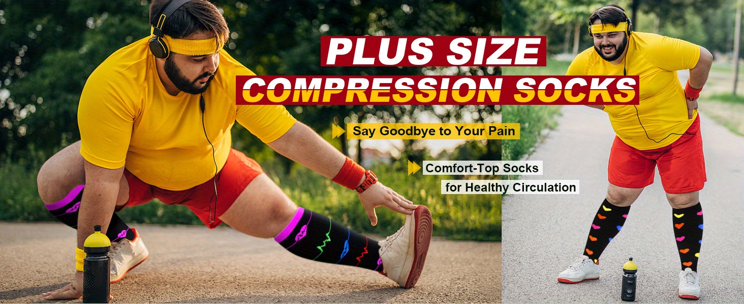 3 Pairs Plus Size Compression Socks Wide Calf For Women & Men 20