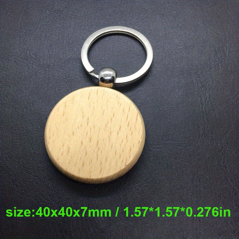 25pcs/bag Wooden Keychain, Round Rectangle Heart Shape Blank Wooden Keychain, Wooden Suitable For Laser Engrave details 0