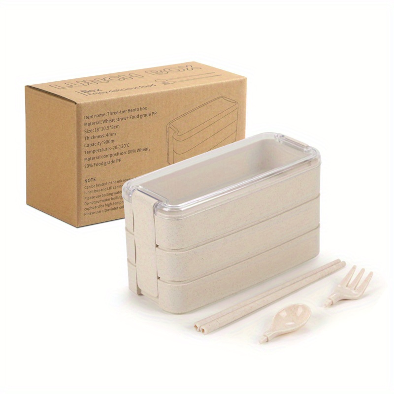 Yin & Yummy Triple Compartment Lunch Box With Spoon & Fork