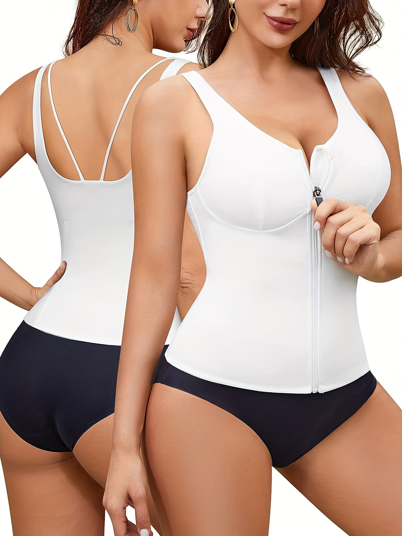 Women V-Neck Compression Cami Vest Tummy Control Body Shaper Camisole Plus  Size 