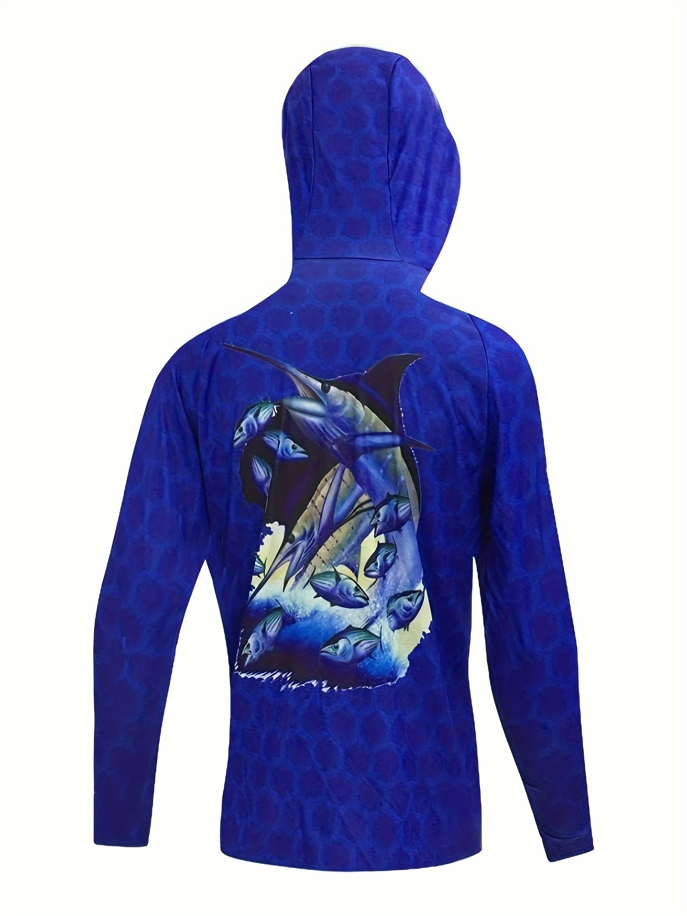 Men's Plus Size Fish Print Hooded Jacket Outdoor Sports Hoodies, UV Sun  Protection Tops For Riding/fishing/running, Men's Clothing
