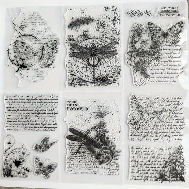 6 Sheets 11cm X 16cm 4.33in X 6.3in Cartoon Transparent Planner Stamps Set, Reusable Stationery Cartoon Stamps For Students, For Card Making Decoration And Scrapbooking Photo Album Crafts