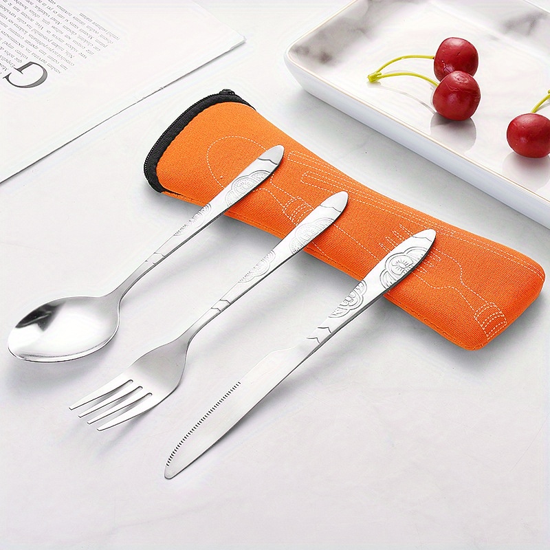 Travel Utensils Set With Case Reusable Stainless Steel - Temu
