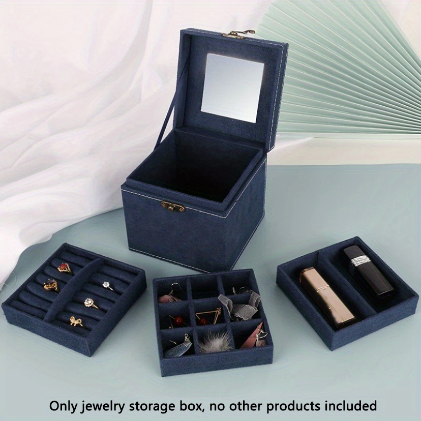 Large-capacity Jewelry Box Organizer With Mirror & Lock, Necklace Ring  Earring Storage Lockable Gift Box - Temu Bahrain