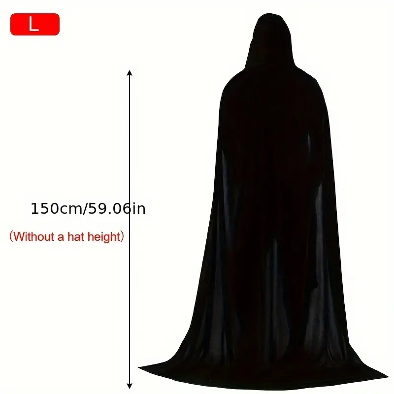 1pc halloween black hooded cloak witch cosplay accessories costumes masquerade halloween decor supplies family celebration decor details 5