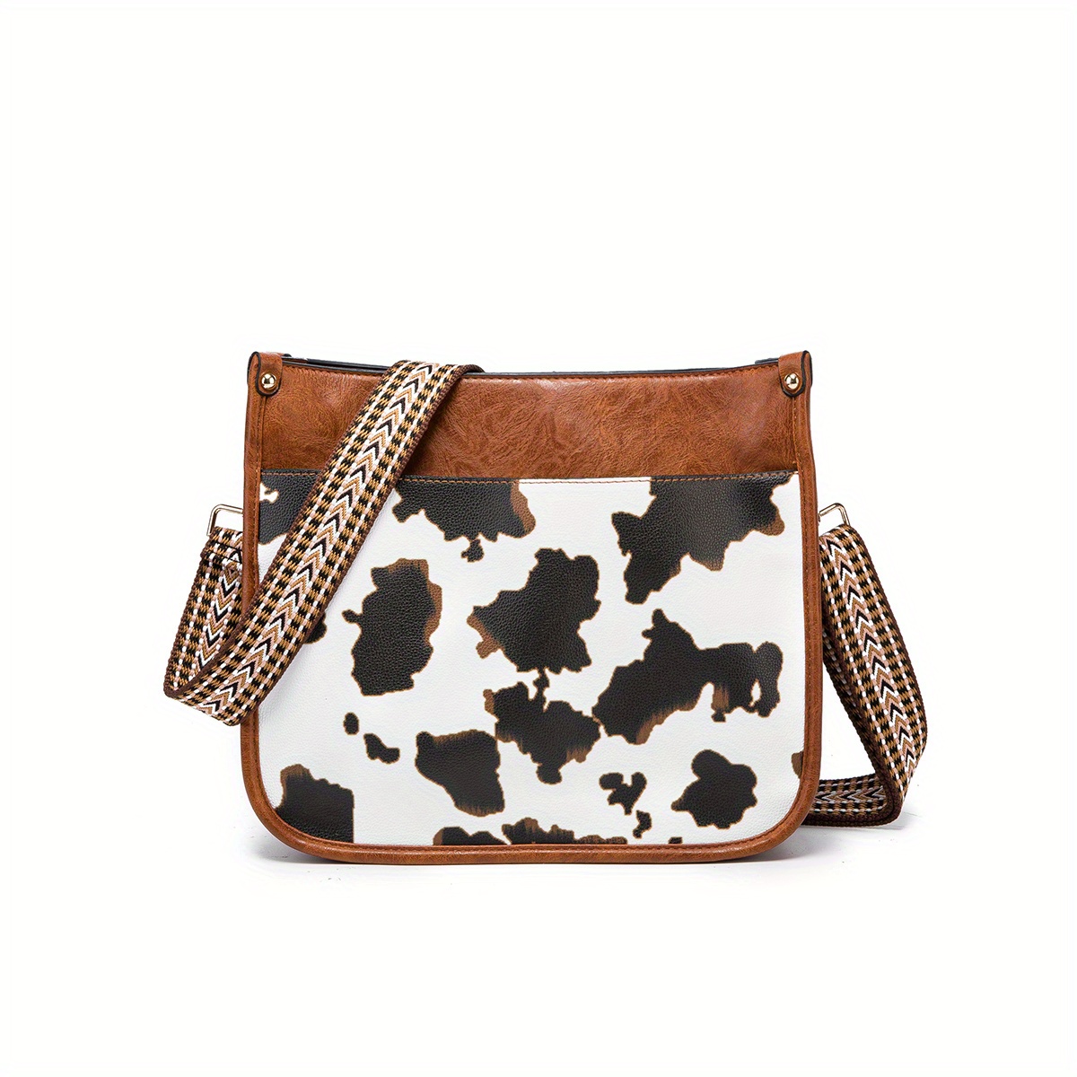 Cow Pattern Crossbody Bag Set, Boho Style Shoulder Bag, Vintage Bucket Bag  With Coin Purse - Temu