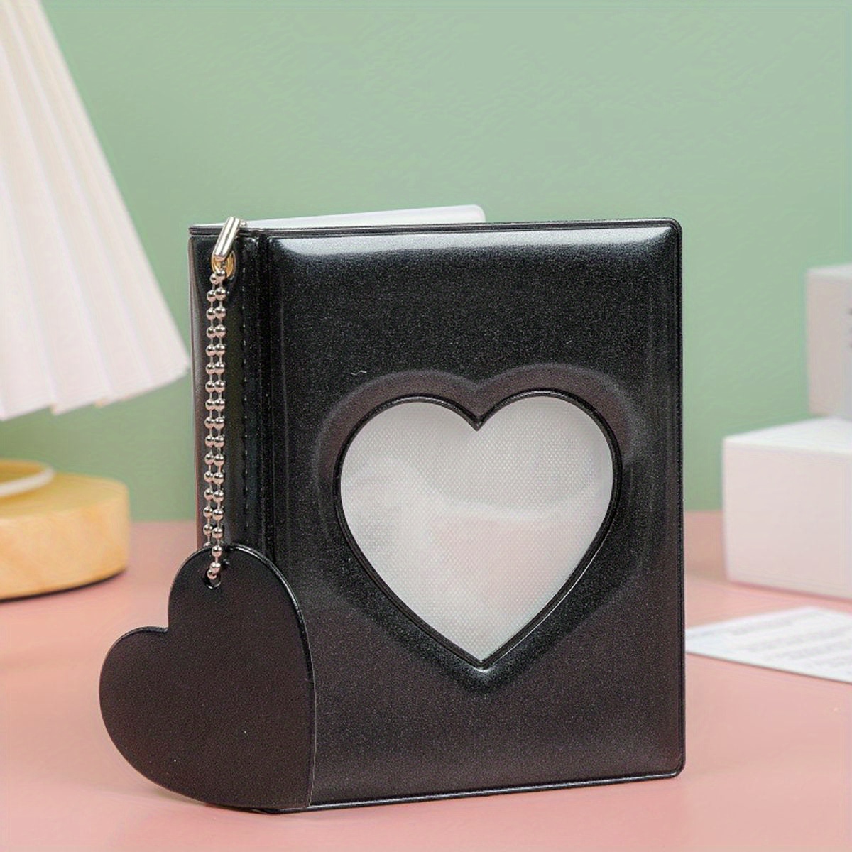 TEMU 1pc Black Photo Album, 3 Inch Mini Photo Album Kpop Photocard Holder With Pendant