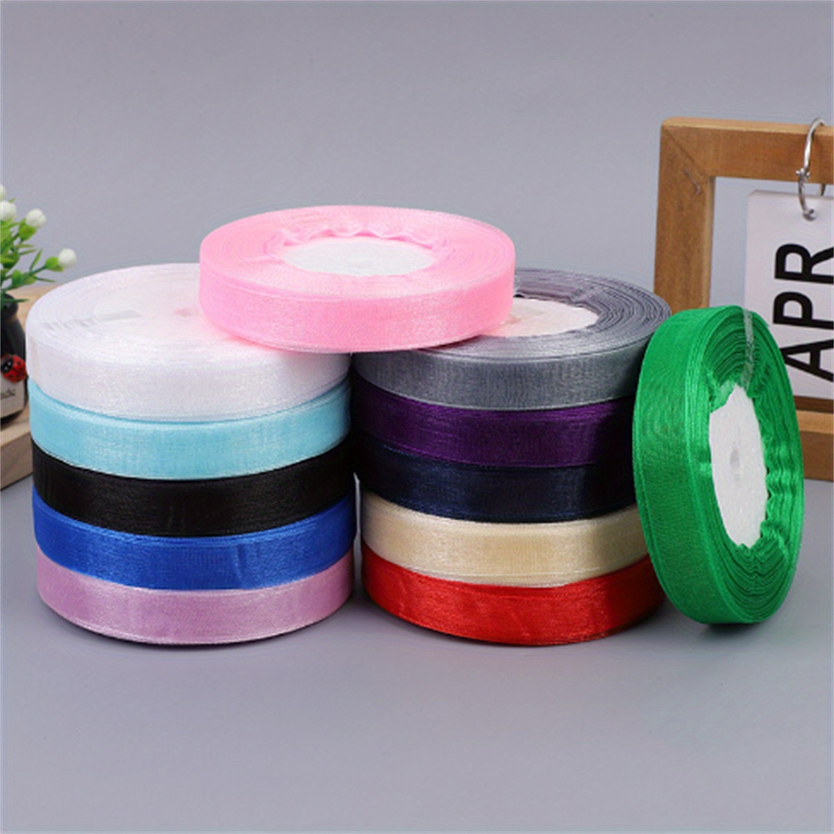 Diy 50yards Width Solid Color Spool Satin Edge Sheer Organza - Temu