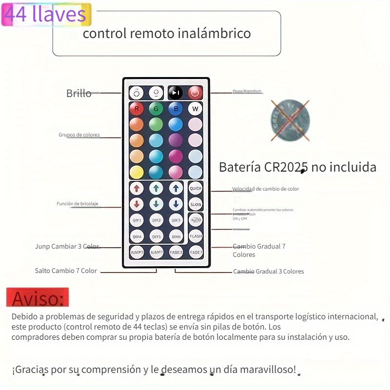  Tira de luces LED con pilas, RGB luces LED tira de luces con  batería, 3 llaves, controlador : Herramientas y Mejoras del Hogar