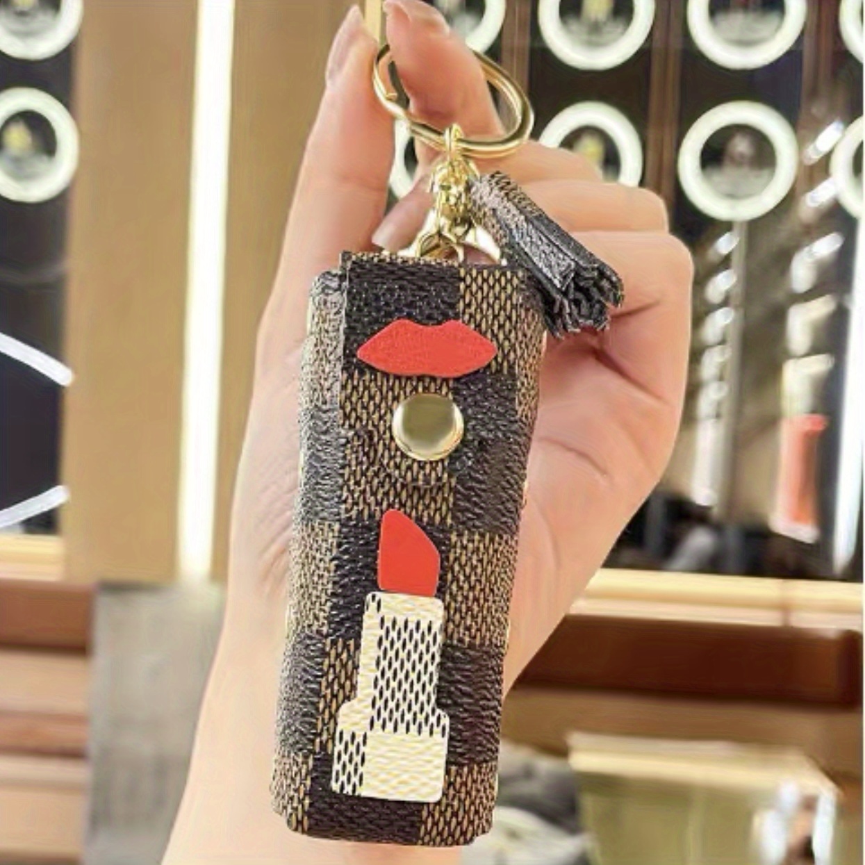 Mini Lipstick Holder Bag, Portable And Lightweight Bag For Women, Stylish Keychain  Bag With Tassel - Temu Austria