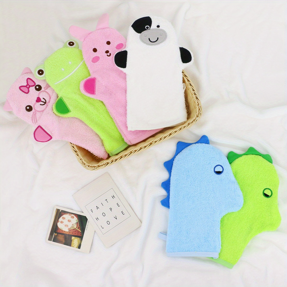 1pc  s cartoon bath gloves little   bath towel animal embroidery shape rubbing bath towel details 3