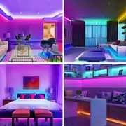 smd 5050rgb led light strip, 3 3ft 10ft 16 4ft 33ft 50ft 66ft 44 key ir remote control 20 static colors 8 dynamic modes diy mode smd 5050rgb led light strip for bedroom living room kitchen bar tv backlight valentines day halloween christmas party decoration details 5