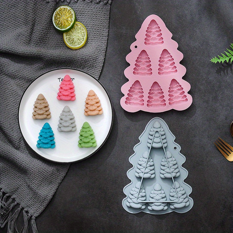 3D Christmas Tree Baking Mould cake pan silicone mold,6 cavities christmas  tree for bread, mousse cake,muffins,ice cubes