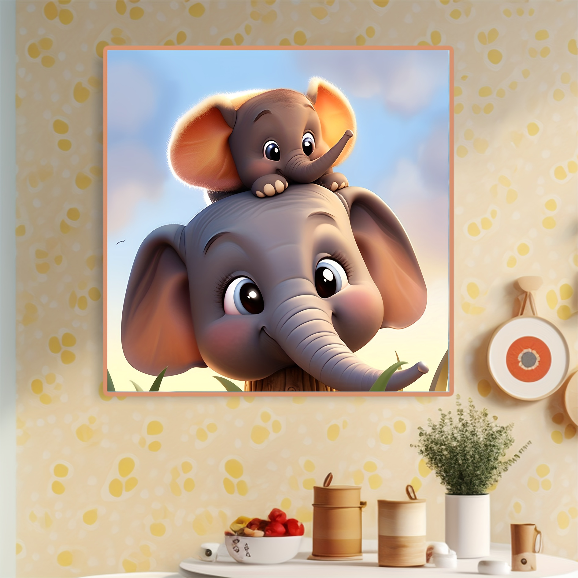 5D Diamond Art Painting Sunrise,Elephant,Animal,Large Size Diamond