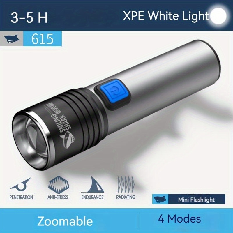 1/2pcs Mini USB Rechargeable, LED Flashlight With Built-in Battery, Small  Portable Home Zoomable Pocket Torch Lamp With Clip, Outdoor Camping Fishing