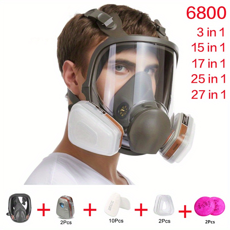 Mascarilla pintura Máscara de Gas Chemical filtro anti-formaldehído olor a  pintura de la cara llena máscara a prueba de polvo del aerosol de la  Industria Química de gas de Pesticidas Activated Carbon 