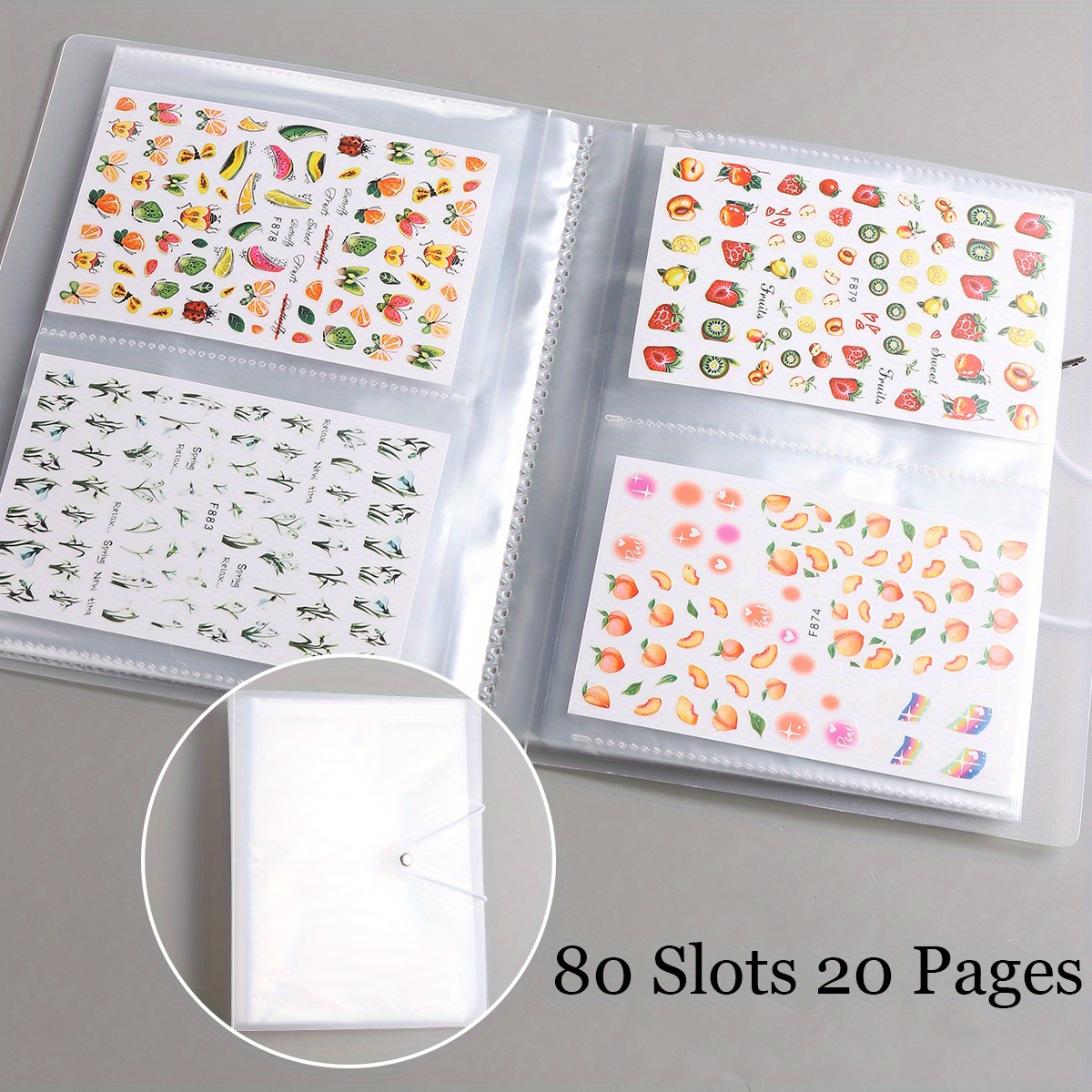Nail Stickers Album with 80 Slots Collecting Decals Organizer