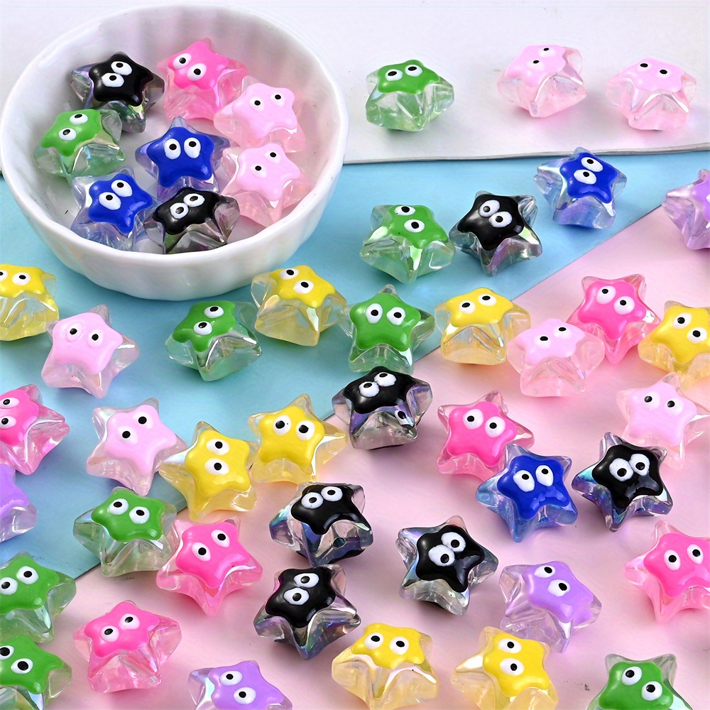 200 Pcs Glow In Dark Cloud Acrylic Beads - Mixed Colors DIY Jewelry Craft Beads