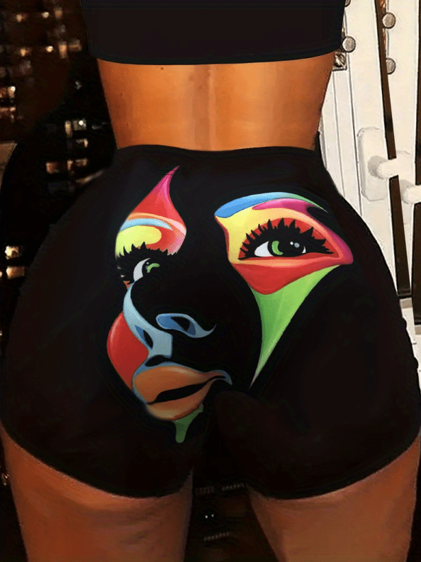 Angelsoft Graphic Print Shorts, Sexy Slim Summer Booty Shorts, Women's  Clothing