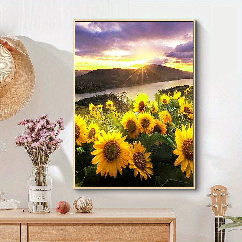 1pc 5d Diy Artificial Full Round Diamonds Painting Set For Adults Beginners  Frameless Flowers Pattern Diamonds Art For Home Wall Decoration And Gift