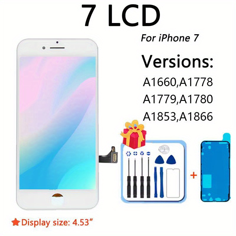 Compatible para iPhone 7 pantalla de repuesto blanco A1660 A1778 A1779  táctil suave pantalla LCD digitalizador kit de herramientas de reparación
