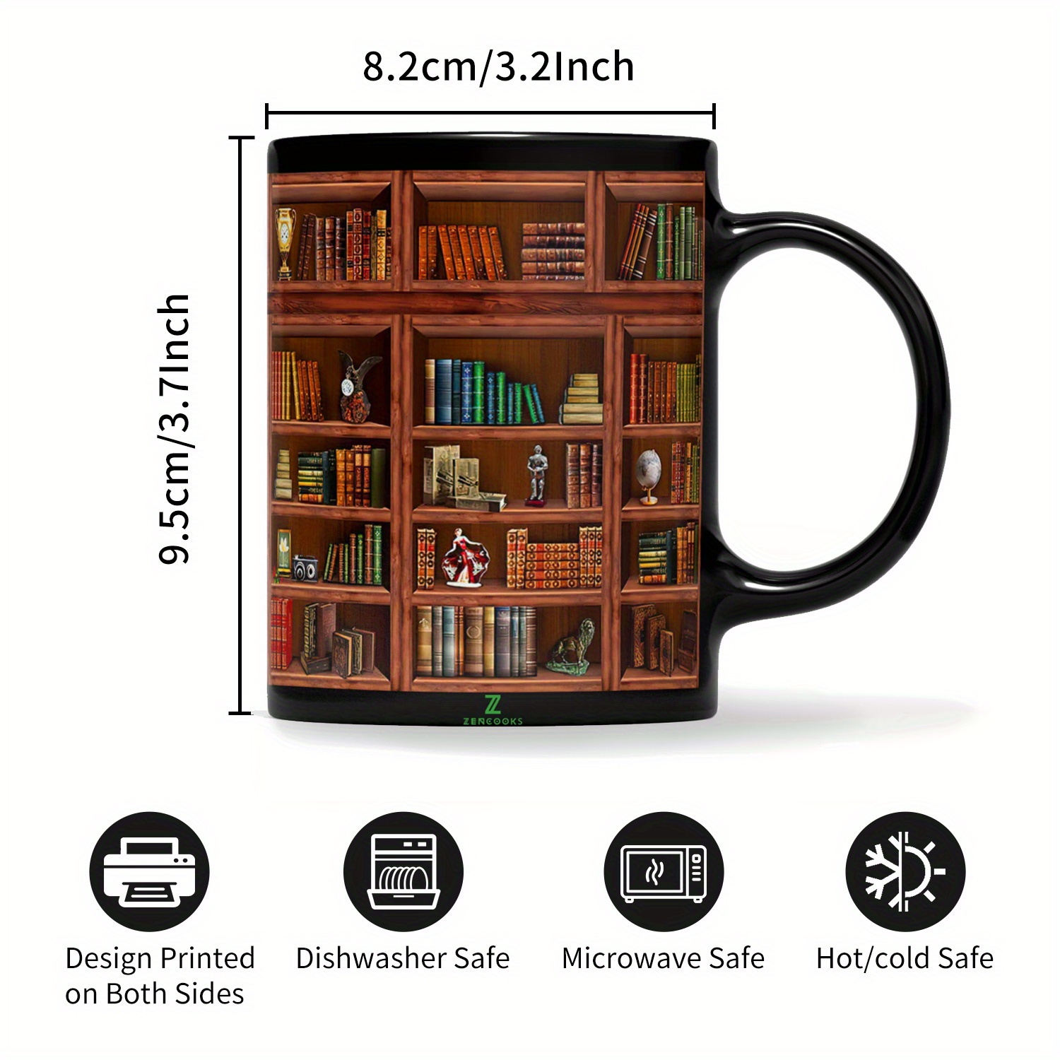 Book Coffee Mug, Book Lover Gift, Bookish Gifts, Librarian Mug, Bookworm  Mug, Gift for Bibliophile, Books and Cats (11oz)