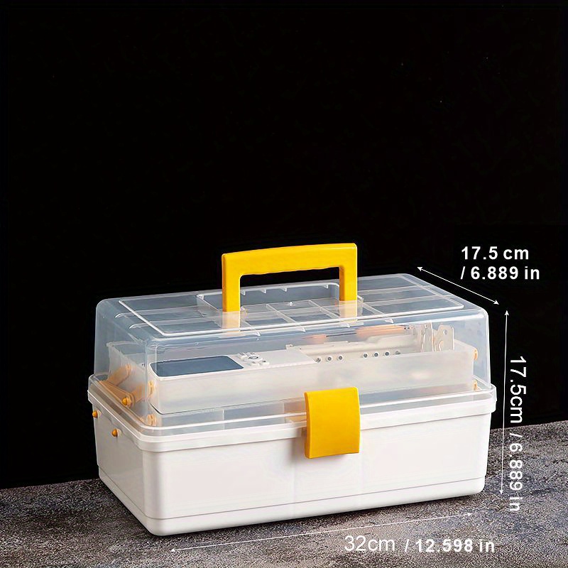 1pc Yellow 3-tier Jewelry Storage Box With Removable Transparent
