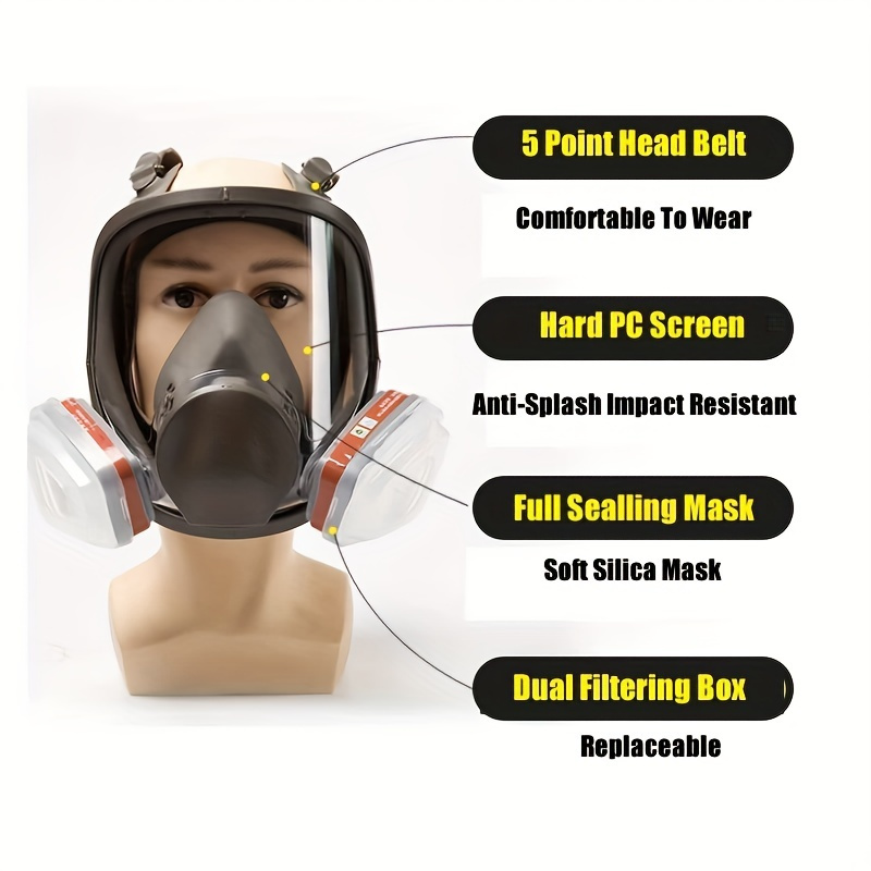 Mascarilla pintura Máscara de Gas Chemical filtro anti-formaldehído olor a  pintura de la cara llena máscara a prueba de polvo del aerosol de la  Industria Química de gas de Pesticidas Activated Carbon 