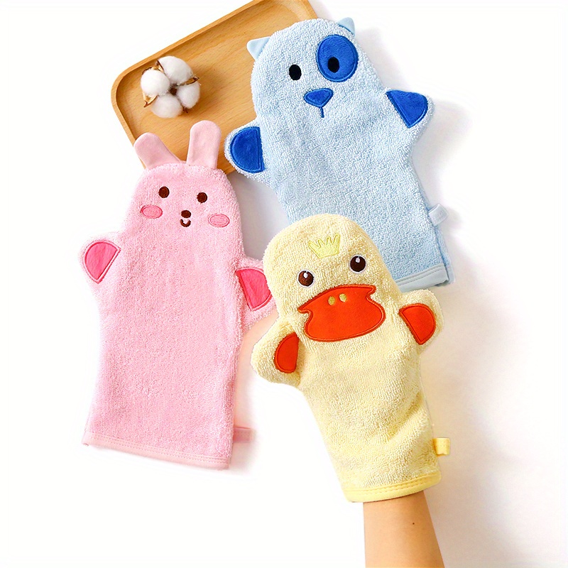 1pc  s cartoon bath gloves little   bath towel animal embroidery shape rubbing bath towel details 0